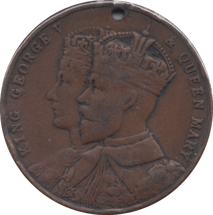 1911 GEORGE V CORONATION COMMEMORATIVE MEDALLION HOLED - MEDALLIONS - Cambridgeshire Coins