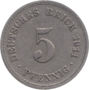 1911 GERMANY 5 PFENNIG - WORLD COINS - Cambridgeshire Coins