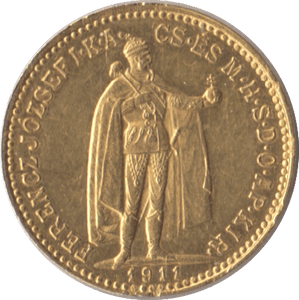 1911 GOLD 10 KORONA HUNGARY - Gold World Coins - Cambridgeshire Coins