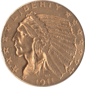 1911 GOLD FIVE DOLLARS USA - Gold World Coins - Cambridgeshire Coins