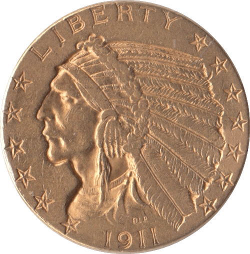 1911 GOLD FIVE DOLLARS USA - Gold World Coins - Cambridgeshire Coins