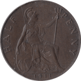 1911 HALFPENNY ( AUNC ) - Halfpenny - Cambridgeshire Coins
