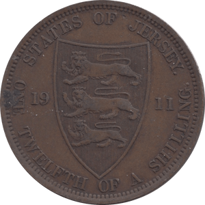 1911 JERSEY 1/12 OF A SHILLING - WORLD COINS - Cambridgeshire Coins