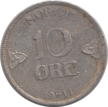 1911 NORWAY SILVER 10 ORE - SILVER WORLD COINS - Cambridgeshire Coins