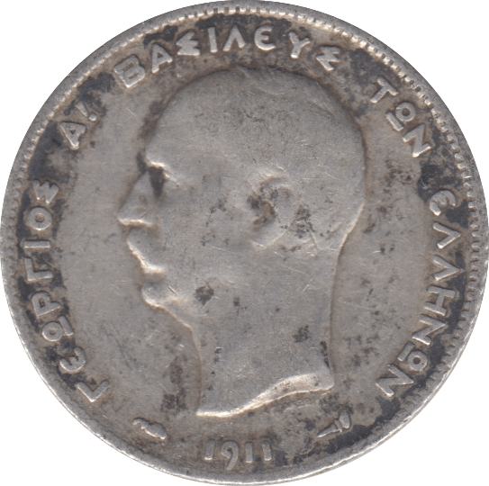 1911 SILVER 1 DRACHMA GREECE - WORLD SILVER COINS - Cambridgeshire Coins