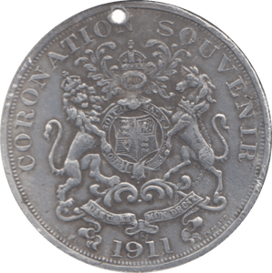 1911 SILVER CORONATION MEDAL HOLED - MEDALLIONS - Cambridgeshire Coins