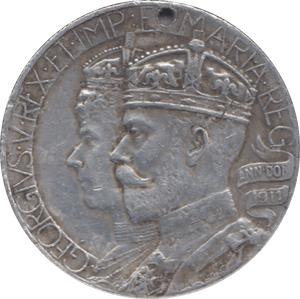 1911 SILVER CORONATION MEDAL HOLED - MEDALLIONS - Cambridgeshire Coins