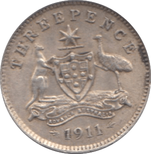 1911 SILVER THREEPENCE AUSTRALIA - SILVER WORLD COINS - Cambridgeshire Coins