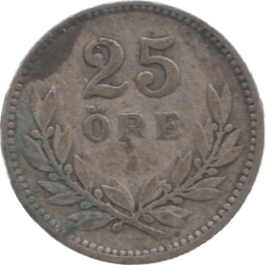 1911 SWEDEN 25 ORE - SILVER WORLD COINS - Cambridgeshire Coins