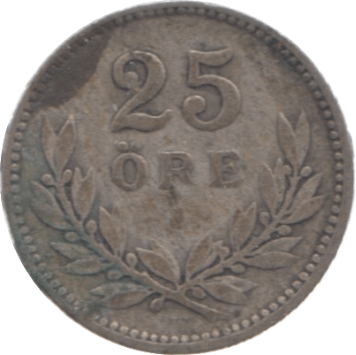 1911 SWEDEN 25 ORE - SILVER WORLD COINS - Cambridgeshire Coins