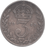 1911 THREEPENCE ( FINE ) - Threepence - Cambridgeshire Coins
