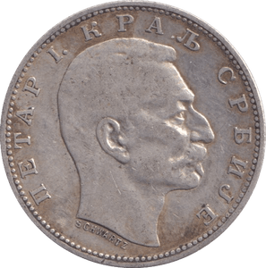 1912 1 DINAR SERBIA - WORLD COINS - Cambridgeshire Coins