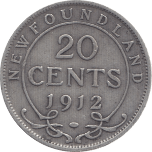 1912 20 CENTS NEWFOUNDLAND - WORLD SILVER COINS - Cambridgeshire Coins