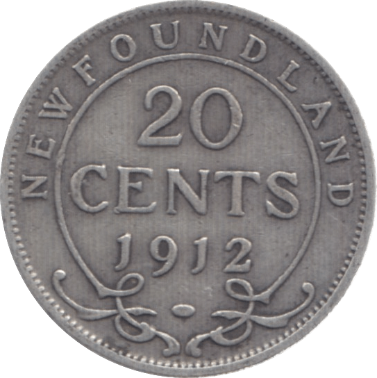 1912 20 CENTS NEWFOUNDLAND - WORLD SILVER COINS - Cambridgeshire Coins
