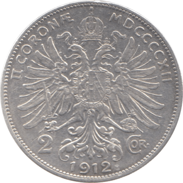 1912 AUSTRIA SILVER 2 CORONA - SILVER WORLD COINS - Cambridgeshire Coins