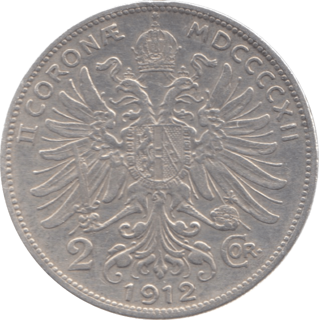 1912 AUSTRIA SILVER 2 CORONA - SILVER WORLD COINS - Cambridgeshire Coins