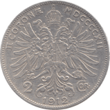 1912 AUSTRIA SILVER 2 CORONA - SILVER WORLD COINS - Cambridgeshire Coins