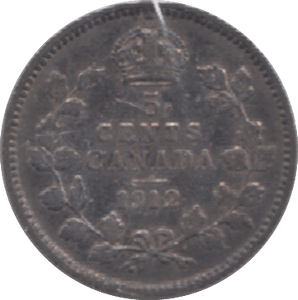 1912 CANADA SILVER 5 CENTS - WORLD SILVER COINS - Cambridgeshire Coins
