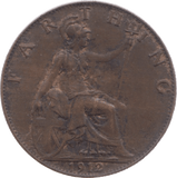 1912 FARTHING ( GVF ) 5 - Farthing - Cambridgeshire Coins