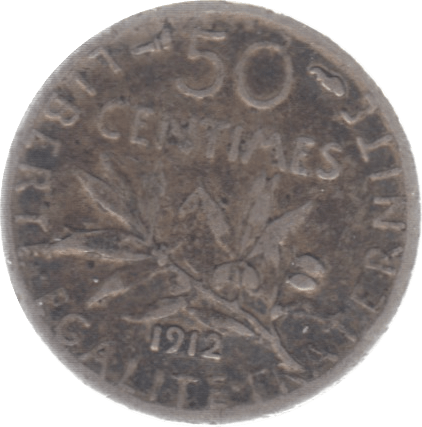 1912 FRANCE SILVER 50 CENTIMES - SILVER WORLD COINS - Cambridgeshire Coins