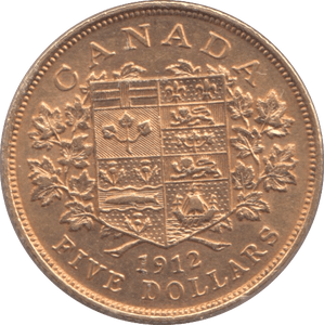 1912 GOLD PROOF CANADA 5 DOLLAR - Gold World Coins - Cambridgeshire Coins