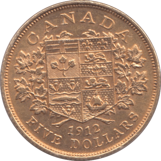 1912 GOLD PROOF CANADA 5 DOLLAR - Gold World Coins - Cambridgeshire Coins