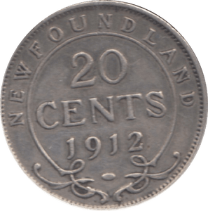 1912 NEWFOUNDLAND SILVER 20 CENTS - SILVER WORLD COINS - Cambridgeshire Coins