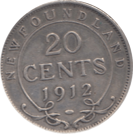 1912 NEWFOUNDLAND SILVER 20 CENTS - SILVER WORLD COINS - Cambridgeshire Coins