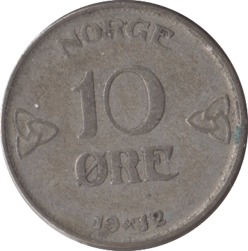 1912 NORWAY SILVER 10 ORE - SILVER WORLD COINS - Cambridgeshire Coins