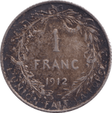 1912 SILVER 1 FRANC FRANCE - SILVER WORLD COINS - Cambridgeshire Coins