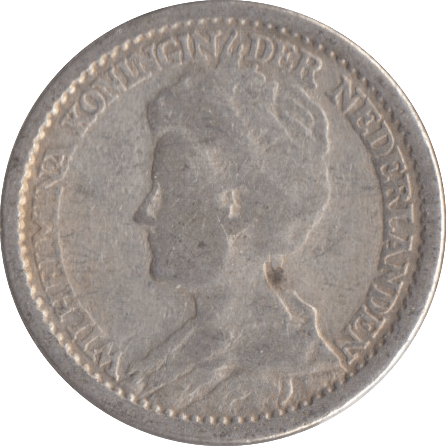 1912 SILVER 25 CENTS NETHERLANDS - SILVER WORLD COINS - Cambridgeshire Coins