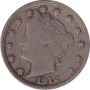 1912 SILVER 5 CENT USA - SILVER WORLD COINS - Cambridgeshire Coins