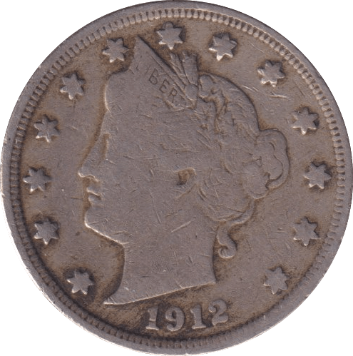 1912 SILVER 5 CENT USA - SILVER WORLD COINS - Cambridgeshire Coins