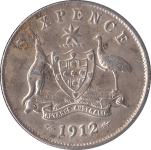 1912 SILVER AUSTRALIA SIXPENCE - SILVER WORLD COINS - Cambridgeshire Coins