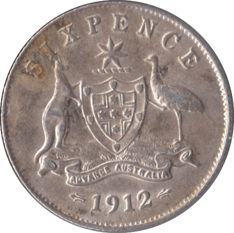 1912 SILVER AUSTRALIA SIXPENCE - SILVER WORLD COINS - Cambridgeshire Coins