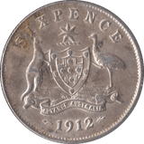 1912 SILVER AUSTRALIA SIXPENCE - SILVER WORLD COINS - Cambridgeshire Coins