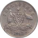 1912 SILVER AUSTRALIA THREEPENCE - SILVER WORLD COINS - Cambridgeshire Coins