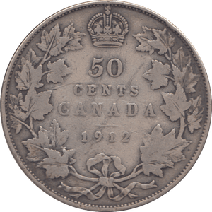 1912 SILVER FIFTY CENTS CANADA - WORLD SILVER COINS - Cambridgeshire Coins