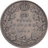 1912 SILVER FIFTY CENTS CANADA - WORLD SILVER COINS - Cambridgeshire Coins