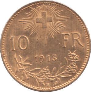 1912 SWITZERLAND GOLD 10 FRANCS - WORLD COINS - Cambridgeshire Coins