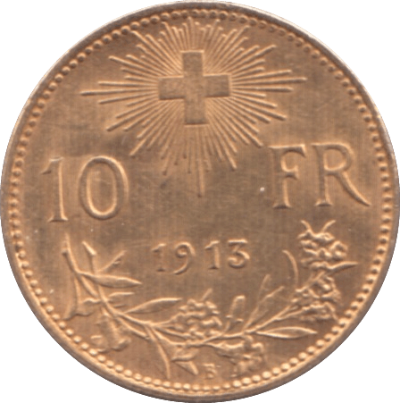 1912 SWITZERLAND GOLD 10 FRANCS - WORLD COINS - Cambridgeshire Coins