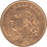 1912 SWITZERLAND GOLD 10 FRANCS - WORLD COINS - Cambridgeshire Coins