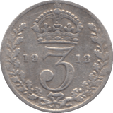 1912 THREEPENCE ( FINE ) - threepence - Cambridgeshire Coins