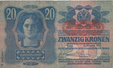 1913 20 KRONEN BANKNOTE AUSTRIA REF 523 - World Banknotes - Cambridgeshire Coins