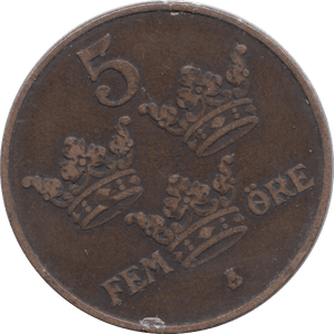 1913 5 ORE SWEDEN - Cambridgeshire Coins
