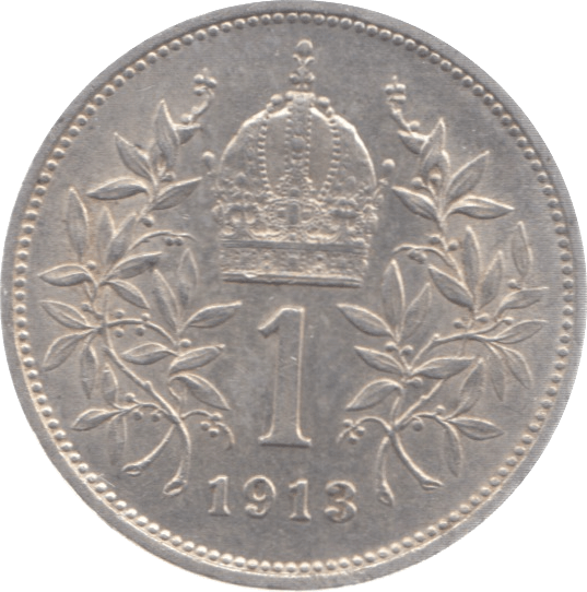 1913 AUSTRIA HUNGARY ONE KORONA - SILVER WORLD COINS - Cambridgeshire Coins