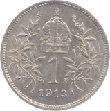 1913 AUSTRIA HUNGARY ONE KORONA - SILVER WORLD COINS - Cambridgeshire Coins