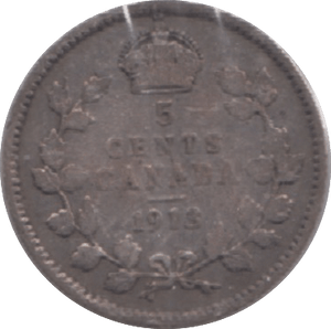 1913 CANADA SILVER 5 CENTS - WORLD SILVER COINS - Cambridgeshire Coins