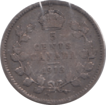 1913 CANADA SILVER 5 CENTS - WORLD SILVER COINS - Cambridgeshire Coins