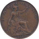1913 FARTHING ( VF ) - Farthing - Cambridgeshire Coins